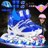 【新品直营】轮滑鞋同款小学生溜冰鞋 男孩滑冰鞋男童全闪套装3-5-7-9-12岁旱冰鞋儿童。