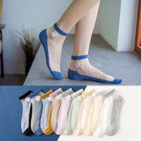 袜子女士卡丝袜透气网红水晶小雏菊短袜浅口棉ins潮夏季薄款船袜