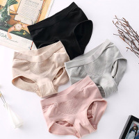 日系3D蜂巢按摩暖宫蜂窝内裤女无缝棉档收腹高腰提臀三角裤短裤