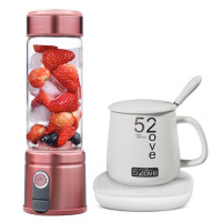 苏宁好货便捷式榨汁机随身带玻璃榨汁杯家用电动小型搅拌炸水果汁机 玫瑰金-暖暖杯套餐