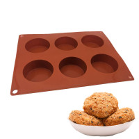 抖音野生烘焙师六连小圆模 肉松小贝纸杯蛋糕布丁舒芙蕾硅胶模具