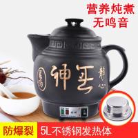 全自动煲煎药壶 陶瓷养生壶 电子熬药罐电热电炖药器 5L黑养神双核不锈钢（无鸣音）