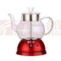 煮茶器加厚玻璃蒸茶器多功能养生蒸汽电热泡茶壶黑茶煮茶壶 淘一郎红色货号ZX01