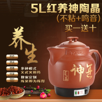 全自动煲煎药壶保健陶瓷养生壶电子熬药罐电热炖药器煮药机器 5L红养神陶晶(不沾+鸣音)