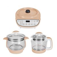 家用电热锅全自动加厚玻璃煮粥壶 多功能3升大容量养生壶 土豪金3L+2L+礼品+食谱