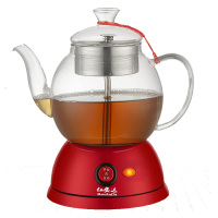 全自动蒸汽安化黑茶壶煮茶器蒸茶壶普洱茶壶不锈钢滤网玻璃茶壶 L款红色印仁安达