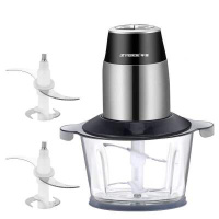 6L升绞肉机家用电动不锈钢多功能搅拌肉馅碎蒜泥切菜小型料理机 2L玻璃款(共两套刀片)