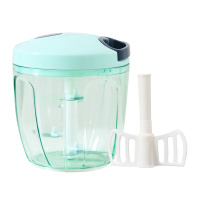 手动绞菜机碎菜切菜神器家用绞馅绞肉器辅食搅拌机捣压搅大蒜泥器 薄荷绿-五刀片(大号)Z-3083