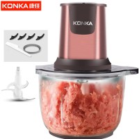 绞肉机家用电动不锈钢馅菜打料理搅拌蒜蓉蒜泥器小型碎肉机 2L加厚玻璃碗双档开关(精钢机头)