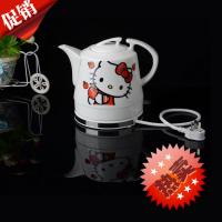 电热壶烧水壶办公室电热茶壶搪瓷热水壶自动家用玻璃水煲快壶 A卡通猫1.2L