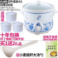 6升大容量紫砂锅电炖锅汤煲电炖盅电砂锅熬汤沙锅炖煲汤锅煮粥锅 5升白手动版+3个炖盅