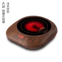 迷你电陶炉煮茶器泡茶电磁炉小型玻璃蒸汽煮茶壶烧水套装家用 红棕木纹