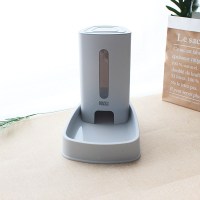 猫喝水神器自动喂水喂食器猫大容量组合宠物猫咪饮水机狗狗饮水器 高档款灰色喂食器