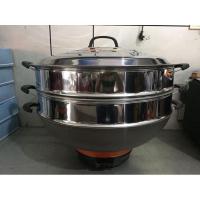 电锅商用铁锅特大容量50CM电炒锅家用多功能电热锅电蒸锅 46CM铸铁锅2700w+2个笼