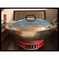 电锅商用铁锅特大容量50CM电炒锅家用多功能电热锅电蒸锅 49cm钢锅2600w无笼有盖