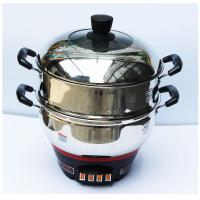 多功能电热锅不锈钢家用不粘电炒锅电煮锅电火锅多用锅电蒸锅学生 40CM单蒸笼