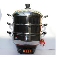 多功能电热锅不锈钢家用不粘电炒锅电煮锅电火锅多用锅电蒸锅学生 40CM双蒸笼