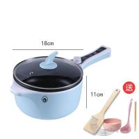 学生宿舍电煮锅电小炒锅麦饭石迷你小型1人2熬粥小电锅一人食泡面 蓝色加碗-筷子-勺子