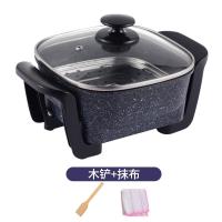 电炒蒸煮一体锅多功能电锅学生宿舍小锅小型家用迷你炒菜插电炒锅 黑色大容量无蒸片