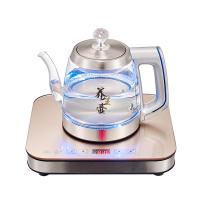 全自动底部上水电热水壶家用烧茶器智能抽水式玻璃烧水壶茶具套装 土豪金单炉手柄上水+6茶杯