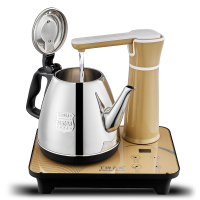 自动上水壶电热水壶不锈钢抽水式烧水壶电磁茶炉煮茶器茶具套餐 WJ-D318米咖色-升级粗水柱