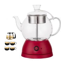 蒸汽煮茶器全自动安化黑茶普洱煮茶壶玻璃电热水壶湖南华莱煮茶炉 0.8L全玻璃红色款+五件套