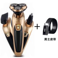 电动三刀头刮胡刀鼻毛器理发器水洗多功能三合一充电式电动剃须刀 3188土豪金套装+皮带(掌柜推