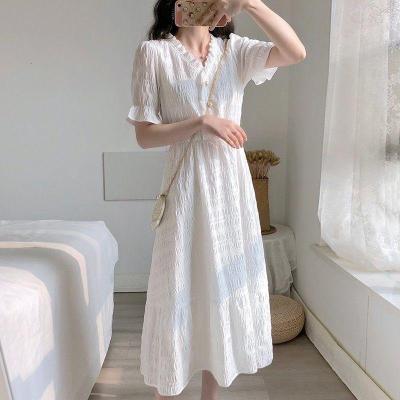 2020夏季新款小香风白色连衣裙桔梗法式复古显瘦气质仙女流行裙子