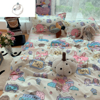 舒适主义韩系ins公主风可爱小动物被套四件套床上用品床单学生宿舍三件套4