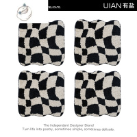 舒适主义ins黑白毛绒凳子餐桌椅垫垫子屁股餐椅坐垫椅子垫屁垫四季通用