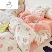 舒适主义双层纱水洗棉床上四件套ins风卡通超软床单被套学生宿舍三件套4件