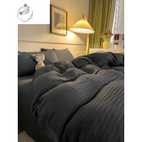 舒适主义水洗棉ins波浪泡泡纱床品四件套 韩系潮流简约纯色磨毛宿舍三件套