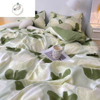 舒适主义简约油画风郁金香ins床上四件套1.5m米氛围感绿色床品宿舍三件套4