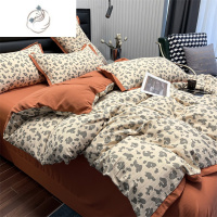 舒适主义母婴级A类双层纱水洗棉四件套2米豹纹被套2.3m复古野性北欧风