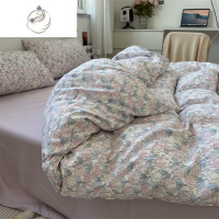 舒适主义ins少女风四件套郁金香兔兔被套1.8纯色床笠水洗棉床上用品三件套