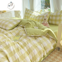 舒适主义泡泡纱床上四件套水洗棉床单被罩单人三件套非100床笠款4