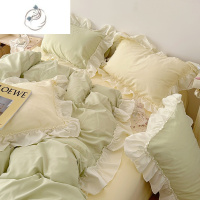 舒适主义奶油蓝ins少女心春夏水洗棉四件套学生床单被套三件套公主风花边