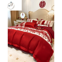 舒适主义中式婚庆四件套红色结婚床单被套新婚房陪嫁床上用品