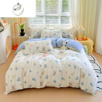 舒适主义简约磨毛四件套家用床上用品印花床单被套单人床宿舍三件套