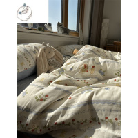 舒适主义ins蓝色田园碎花床上四件套1.5m米被套床单三件套少女心