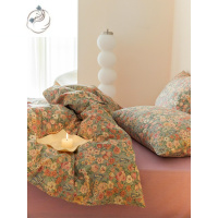 舒适主义复古风油画床上四件套田园宿舍床单被套三件套1.8m床笠款