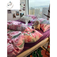 舒适主义ins油画郁金香床上四件套文艺1.5m1.8宿舍被套床单三件套