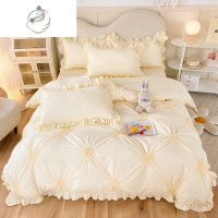 舒适主义床裙四件套公主风少女心韩版红色被套床上水洗棉轻奢高级法式家纺