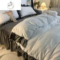 舒适主义韩式复古床上用品四件套床裙荷叶花边被罩床单三件套床罩