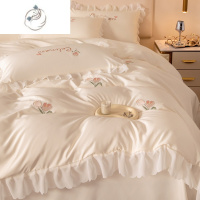 舒适主义南通床上四件套冰丝被套夏季丝滑裸睡公主风床品床单三件套床笠款