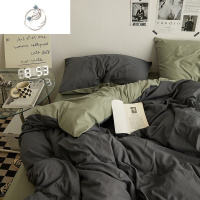 舒适主义夏季纯色水洗棉四件套非被套罩床单男生宿舍床品三件简约