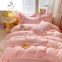 舒适主义小清新可爱兔四件套毛巾绣柔软被套学生宿舍床单床笠