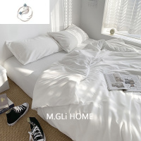 舒适主义白色床单单件水洗棉纯色简约被套被罩枕套2件套1.5米宿舍单人被单