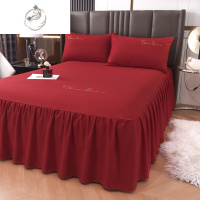 舒适主义大红色床裙单件公主风婚礼婚庆红色婚床铺床床单带裙边床围裙罩
