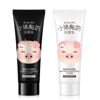 洗面奶女学生正品男士控油泡沫补水小猪酸奶牛奶洁面乳去黑头 黑白组合